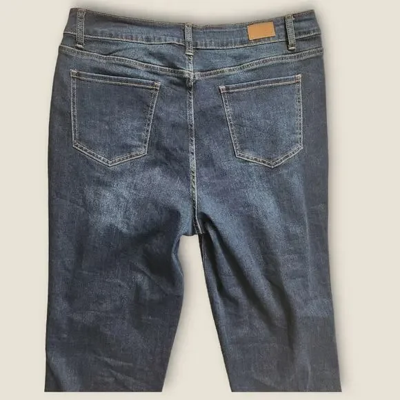 Billie Women's Jeans Dark Wash Raw Hem Straight Leg High-rise Size 14 - Picture 4 of 8